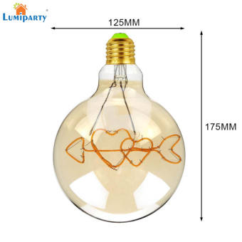 LumiParty Bóng Đèn Cổ Điển G125 Bóng Đèn Led Dây Tóc Mềm Nhà Trái Tim Tình Yêu Màu Trang Trí【hàng Có Sẵn】