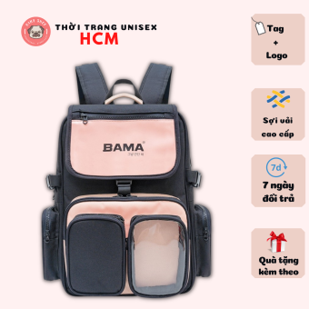 Balo BAMA màu hồng, Cặp học sinh đi học màu hồng cá tính có ngăn đựng laptop Thời trang Unisex HCM BL16