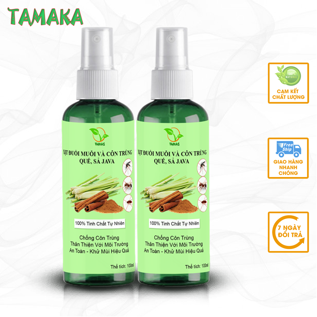 Combo xịt đuổi muỗi và côn trùng, xịt phòng sả chanh, xịt phòng sả cam chai 100ml- TAMAKA, thơm phòng, đuổi muỗi, phòng ngừa đuổi muỗi cho bé.