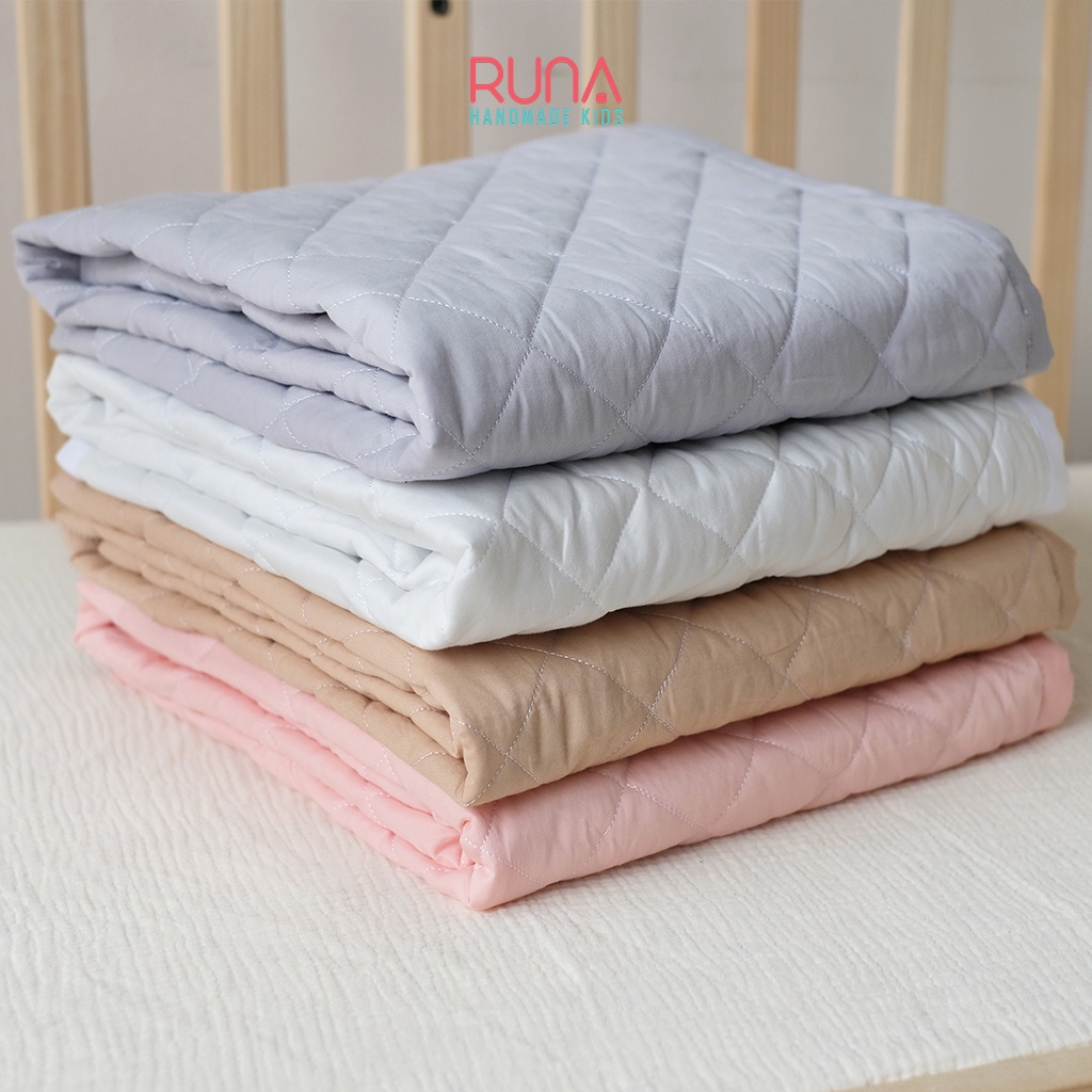 Thảm chống thấm cho bé RUNA KIDS Cotton Hàn 100% chần bông thấm hút tốt thoáng mát an toàn cho bé