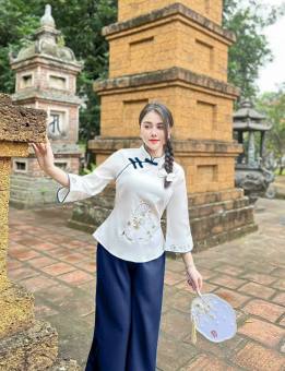 Set Bộ Lam, Đồ Lam Đi Lễ Chùa Chất Liệu Đũi Xước Cao Cấp, Áo Tay Lửng Thiết Kế Nút Gài Lệch Cổ Tàu Xinh Xắn