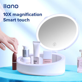 LLANO Tạo nên gương Đèn LED ánh sáng Cảm ứng thông minh với hộp lưu trữ Bàn trang điểm Tạo nên gương cho bạn gái vợ Quà tặng tinh tế