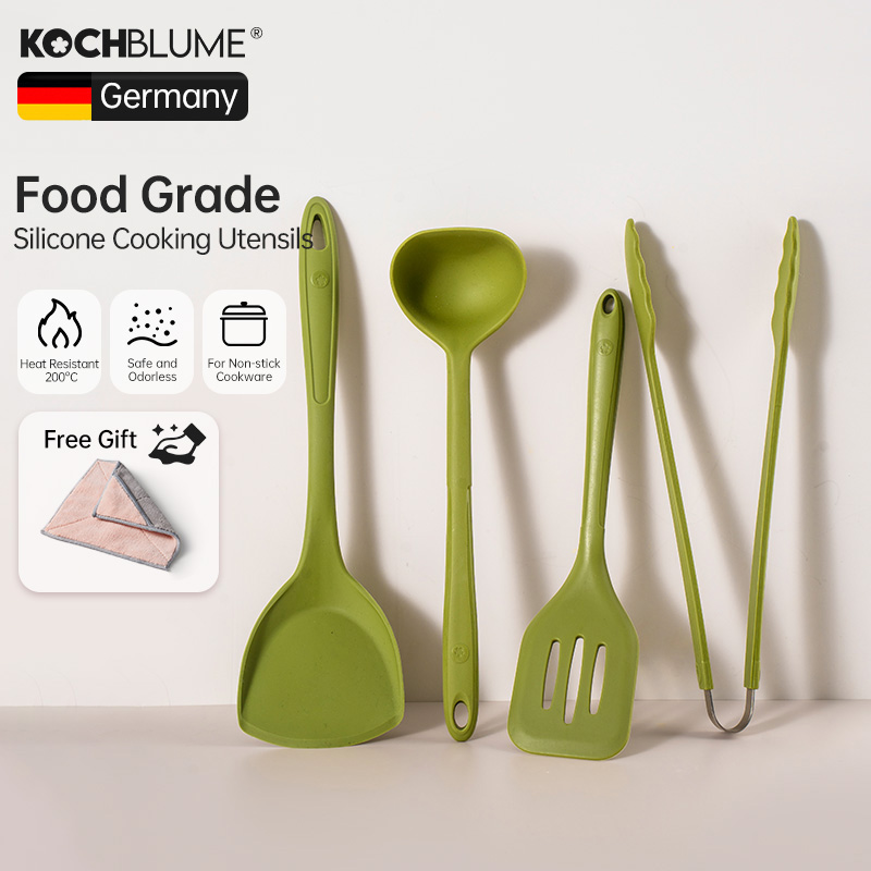 Kochblume Silicone Cooking Tools Set Food Grade Silicone Heat-resistant Non-stick Kitchen Spatula Spoon Ladle Skimmer Colander Olive Green Series ราคา 436 บาท*ส่งฟรี
