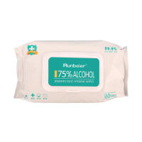 Direct Supplier Runbeier 80pcs/pack 75% Alcohol Disinfectant Wipes Hand Sanitiser Disposable Hand Wipes