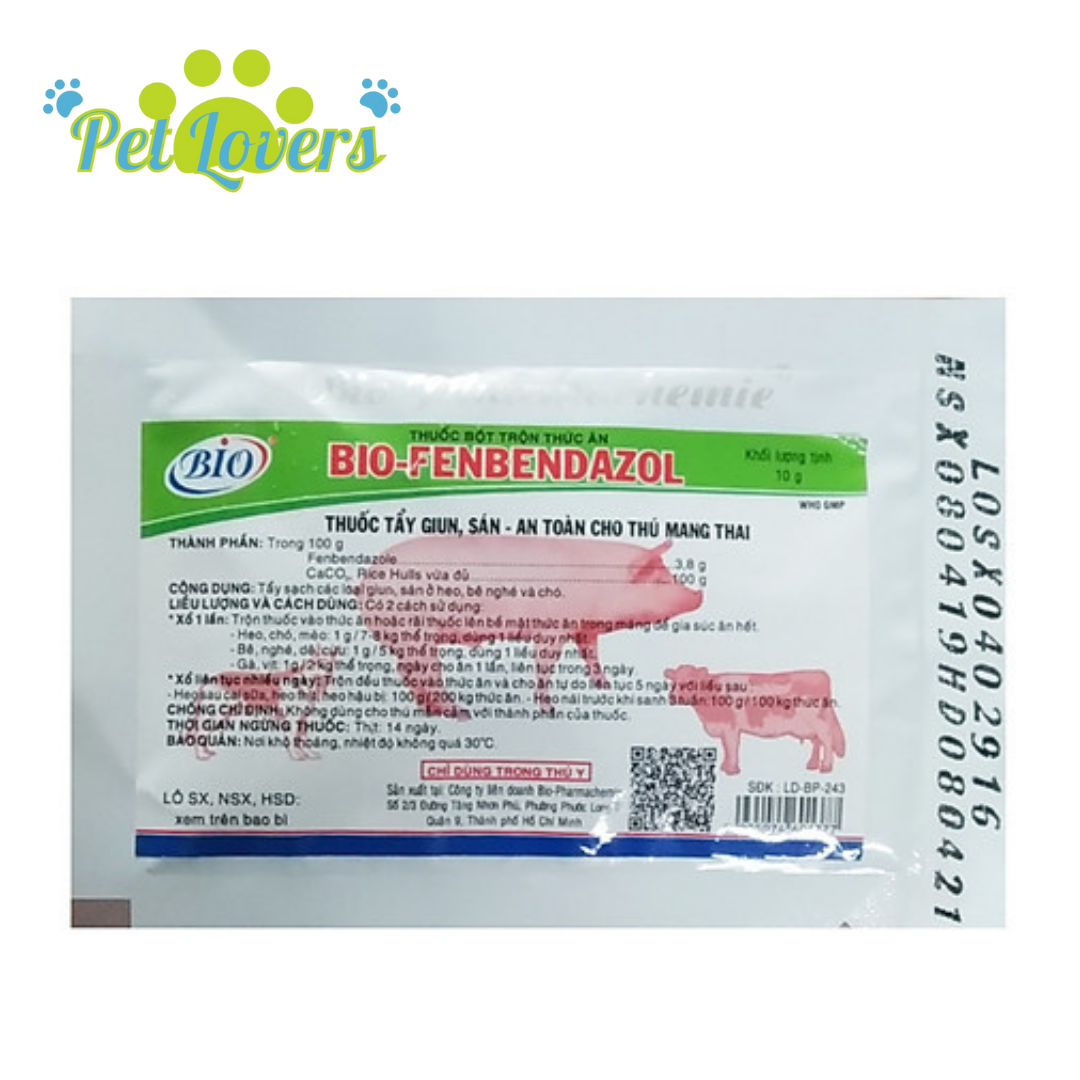 Bio fenbendazol - tẩy giun sán cho chó mèo 10g