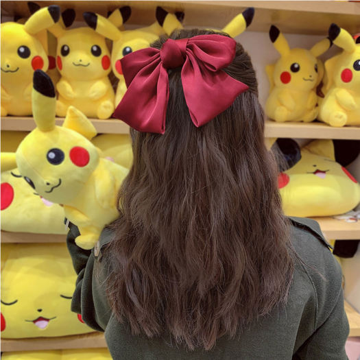 Lolita Kẹp tóc đỏ nơ lớn kẹp tóc dây lưới màu đỏ - Kẹp nơ - phụ kiện tóc nơ bản lớn cho các nàng Ulzzang hottrends 2022