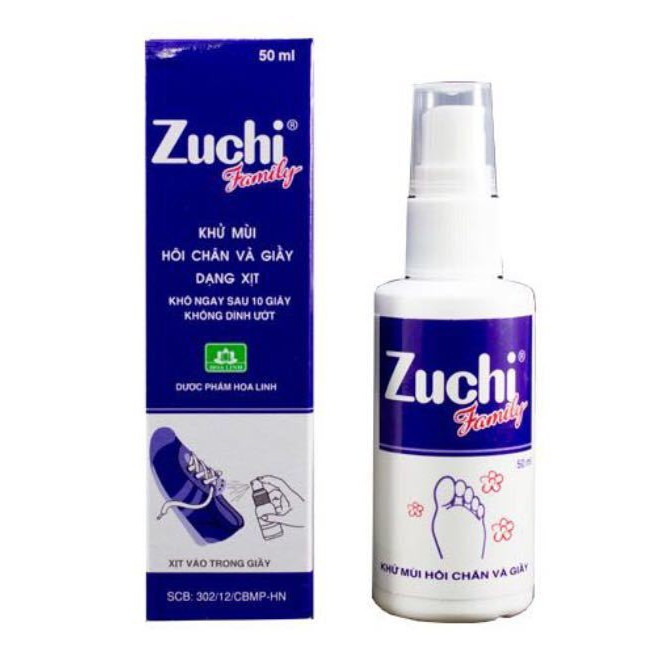 Zuchi Xịt thảo dược giảm mùi hôi chân, hôi giầy lọ 50ml. Khử mùi hiệu quả, an toàn cho da