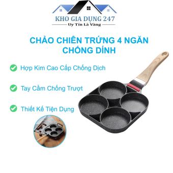 Chảo Chiên Trứng Chống Dính 4 Ngăn ❤️ Chất Liệu Hợp Kim Cao Cấp, Có Lớp Phủ Chống Dính, Tay Cẩm Chống Trượt, Tiện Dụng