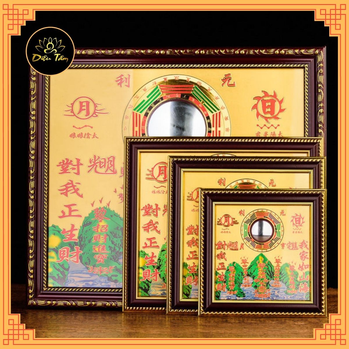 Tranh sơn hải trấn tranh phong thủy thay cho gương bát quái