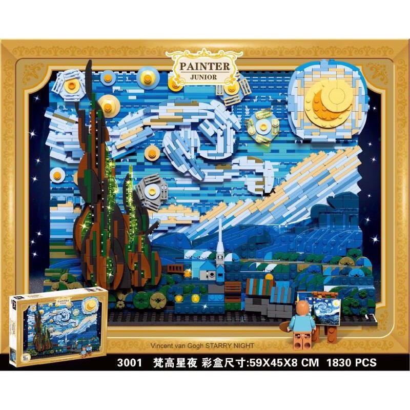 Đồ chơi lắp ghép bức tranh đêm đầy sao lego Starry Night - Van Gogh quà tặng cực đẹp DK3001 - Xếp hình mô hình Nblue