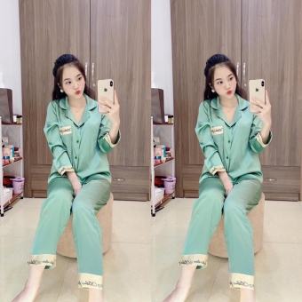 Đồ Bộ Pijama Nữ Dài Tay Tiểu Thư Họa Tiết Chữ Ký , Bộ Đồ Ngủ Cho Nữ Dài Tay ,Bộ Đồ Nữ Đẹp Giá Rẻ ,Bộ Đồ Mặc Nhà Cho Nữ Chất Kate Lụa Cho Nữ Dưới 58kg