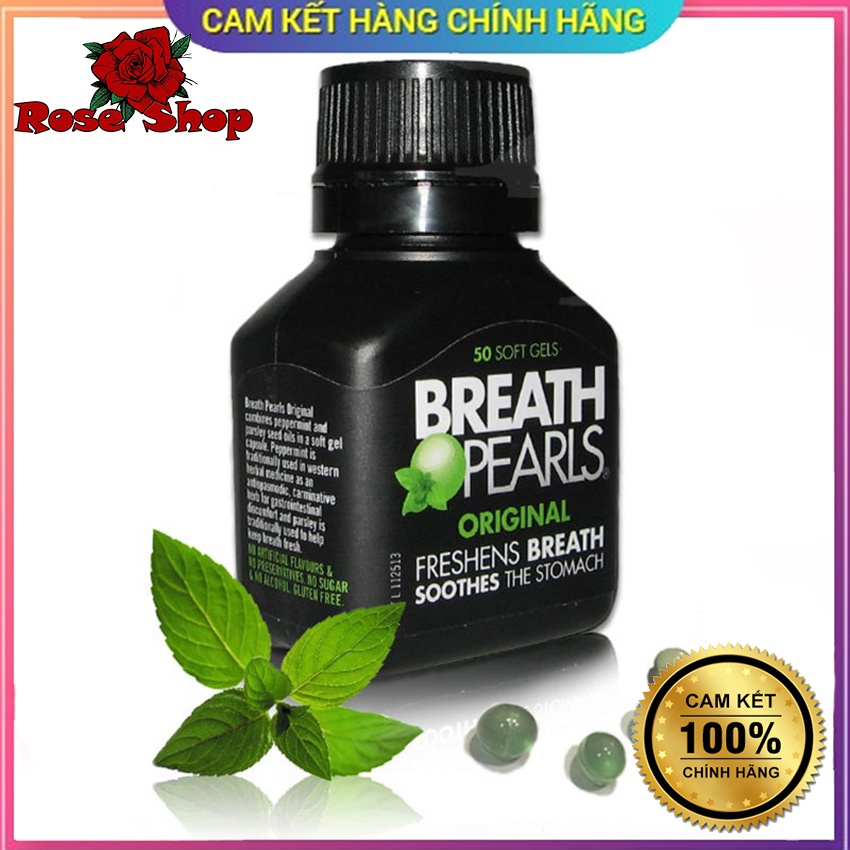 Viên uống Thơm miệng Breath Pearls Original 50 viên của Úc