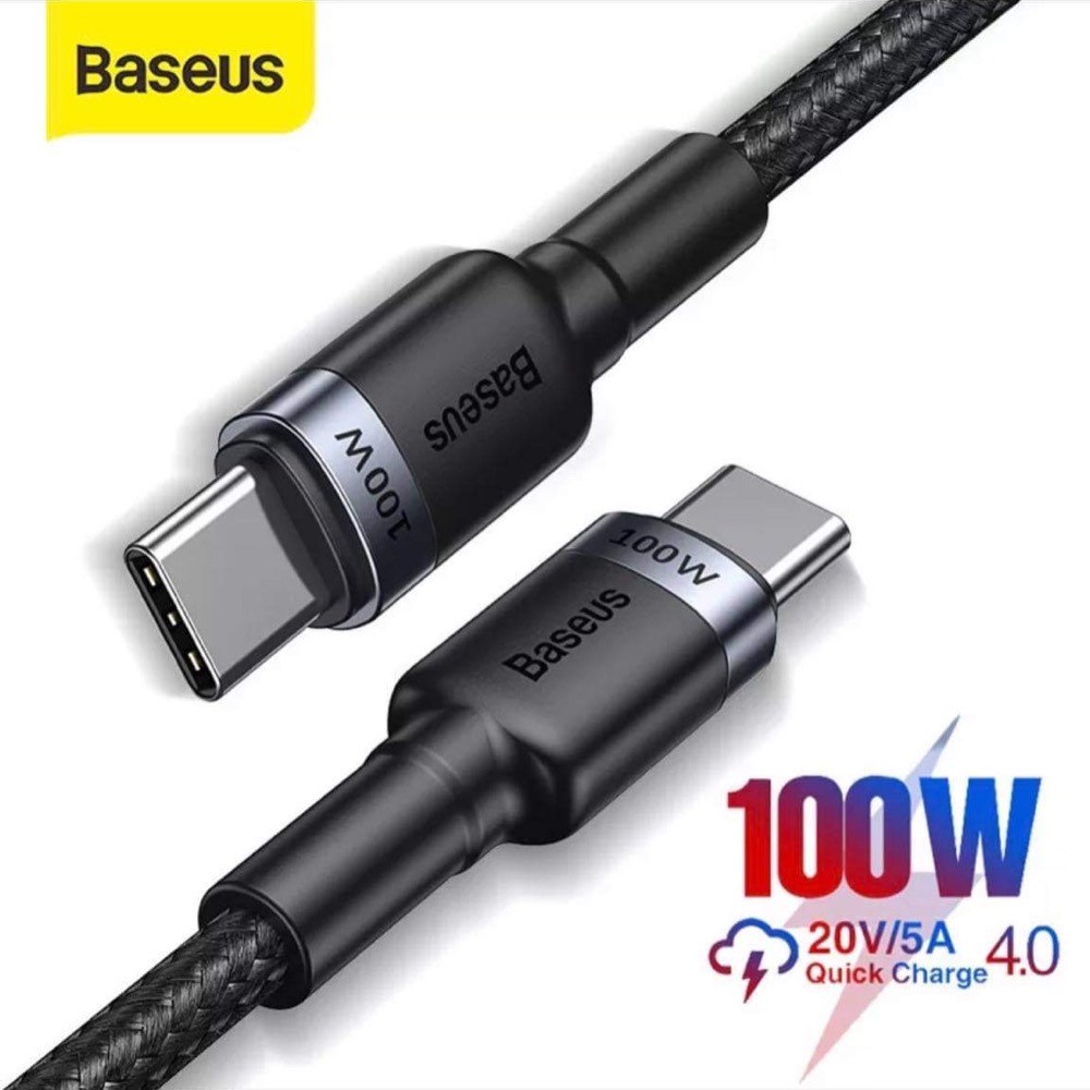 Cáp sạc nhanh 2 đầu type c 100w baseus - dây sạc dài 2m type c to type c bọc dù chống gập gãy cho samsung oppo ipad macbook