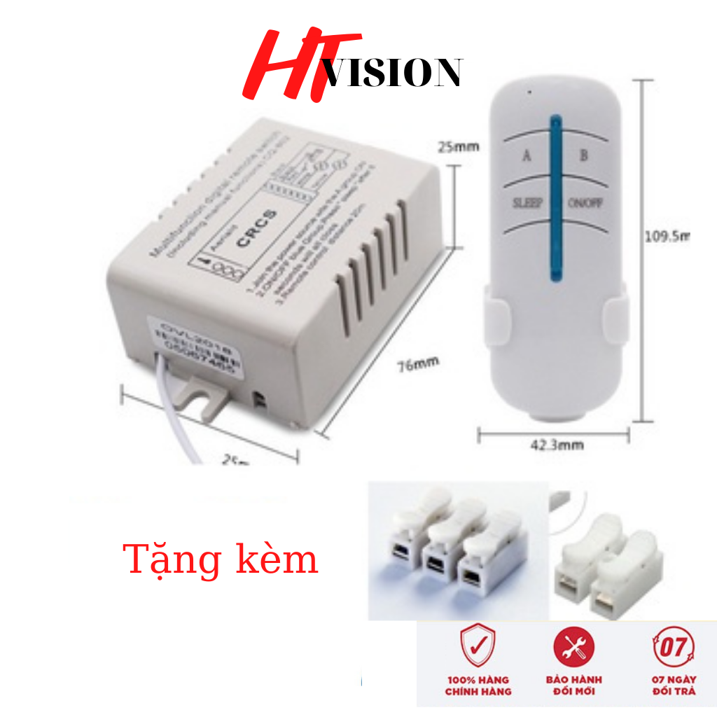 Công tắc điều khiển từ xa RF 1 cổng xuyên tường tặng kèm cút nối Ch3 và Ch2