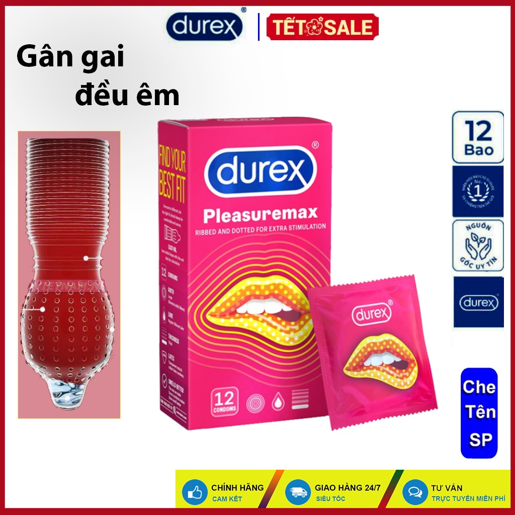 Bao cao su Gai ÊM Durex Pleasuremax 12 bao