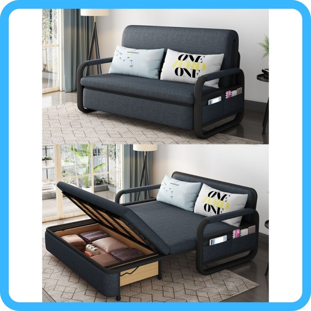[ SIÊU HÓT ] Giường Sofa thông minh thế hệ mới sang trọng và hiện đại có hộc để đồ tiện ích.KT: 1m6 x 1m9