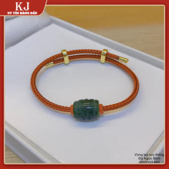 VÒNG TAY PHONG THỦY LU THỐNG ĐÁ NGỌC BÍCH - TẶNG KÈM TÚI GẤM