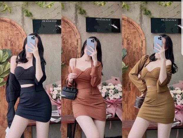 Sét 3 món áo khoác kèm lót croptop + chân váy ôm body, chất thun gân mềm mịn siêu dễ thương ssmsdx0028