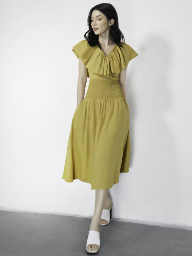 ĐẦM XÒE MAXI CHUN CỔ BÈO NHÚN D.CHIC MS: 2812888