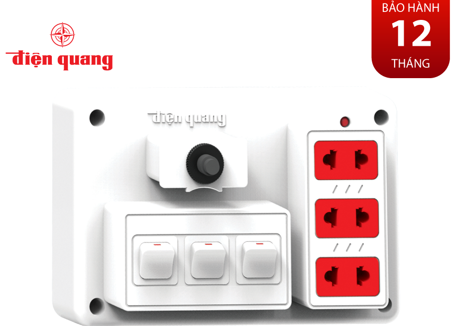 Bảng điện nổi Điện Quang V2 ĐQ FEP 32W 02S 3 lỗ 2 chấu 3 công tắc