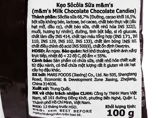 Kẹo socola sữa M&Ms gói 100g - Ban le 77
