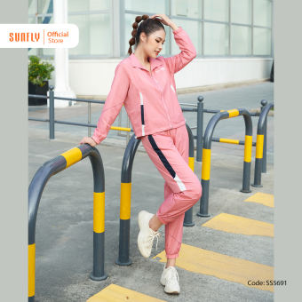 Bộ Đồ Mặc Nhà Thể Thao Nữ Gió SUNFLY Kéo Khóa Áo Dài Quần Dài SS5691