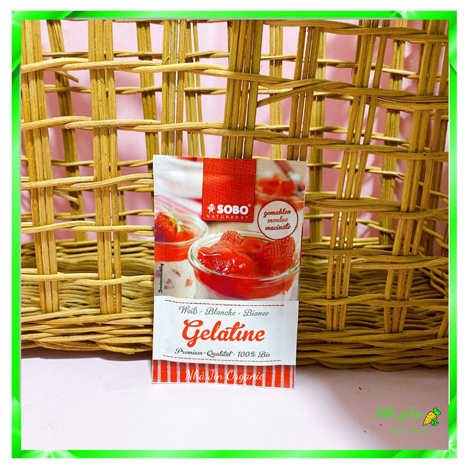Bột Gelatine hữu cơ Sobo Đức 9g, làm thạch pudding rau câu, bánh kẹo cho bé ăn dặm - Gelatin