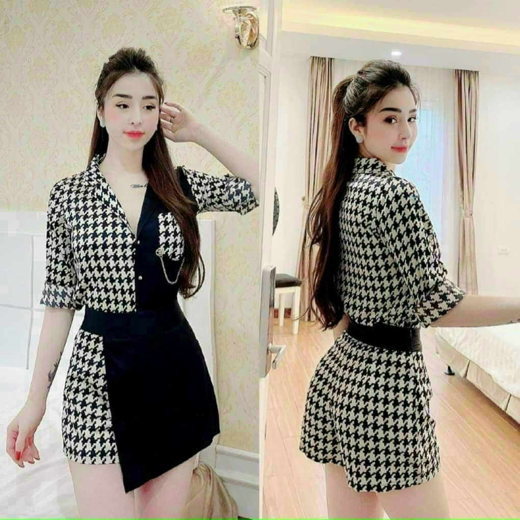 Set bộ nữ kiểu dáng sơ mi thiết kế tay lỡ phong cách lịch thiệp tinh tế thời trang hari