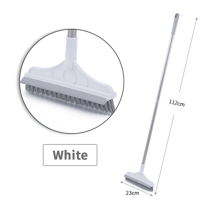 Konco 2 In 1 Cleaning Brush Floor Scrub Brush with water wiper  Mop Long Handle Sweeper Broom Brush Squeegee Tile Cleaning Tools House cleaner - 2