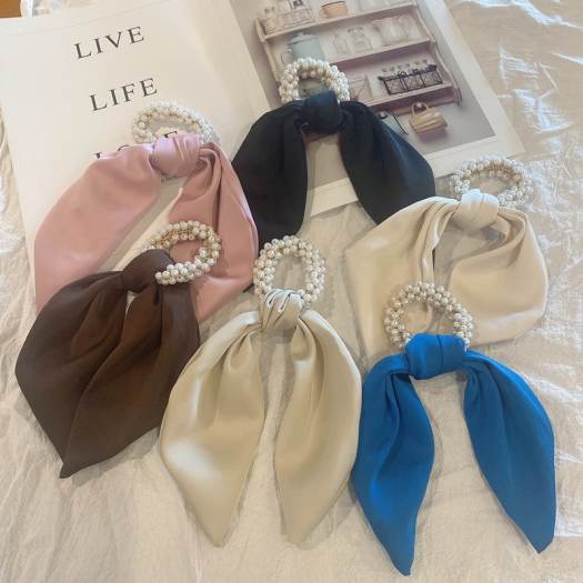 Dây buộc tóc vải lụa trơn cỡ lớn thời trang Hàn Quốc