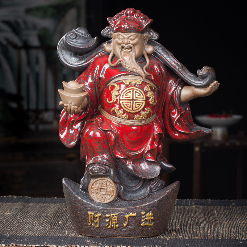 Tượng văn thần tài gốm tử sa cao cấp đỏ – Tượng thần tài gốm tử sa - Tượng phong thủy – Quà tặng – Trang trí