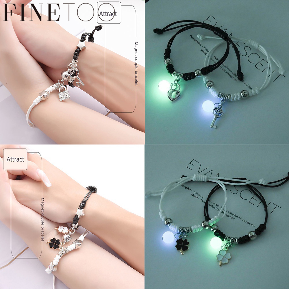 FINE TOO Set of 1/2 luminous magnetic bracelets for couples