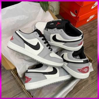 Giày Thể Thao Nike Jordan Xám Chỉ Đỏ Jd1 Low Bản Đẹp Hoot trend 2022 Full sz Nam nữ Bảo Hành 6 tháng