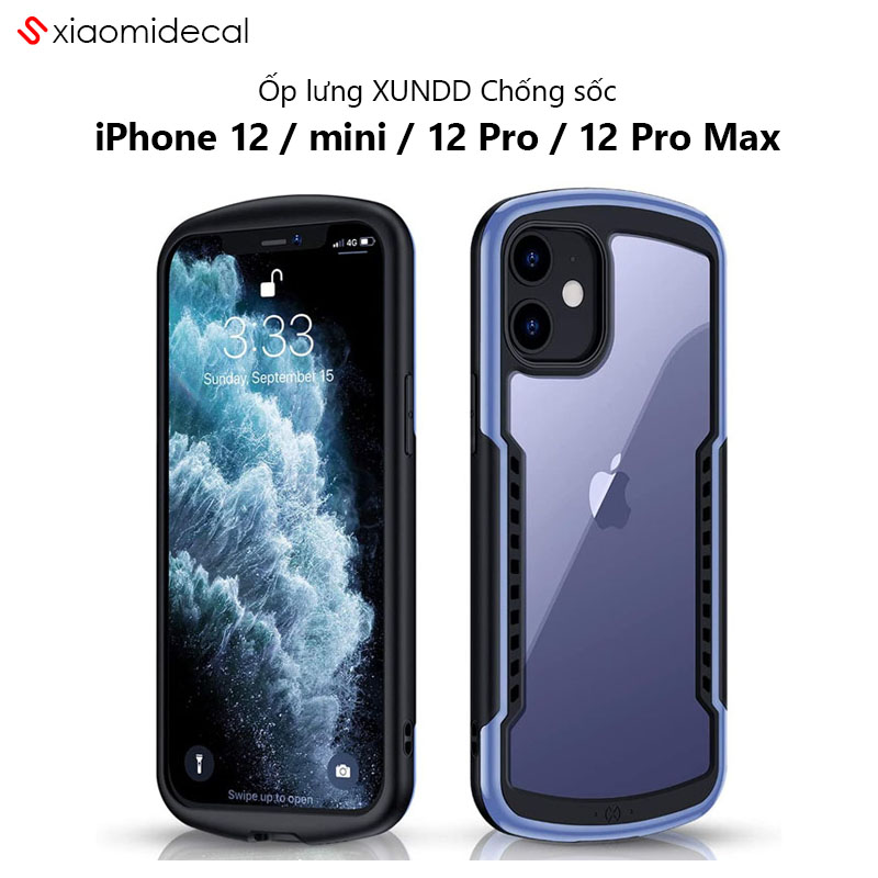 Ốp lưng XUNDD iPhone 12 mini / 12 / 12 Pro / 12 Pro Max  Mặt lưng trong, Chống sốc, Cạnh màu