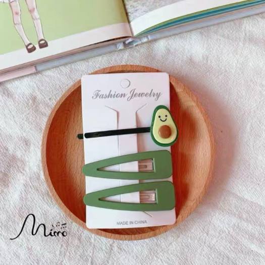 Set 3 Kẹp Tóc Và Dây Buộc Tóc Quả Bơ Đáng Yêu Mimoquatangphukien