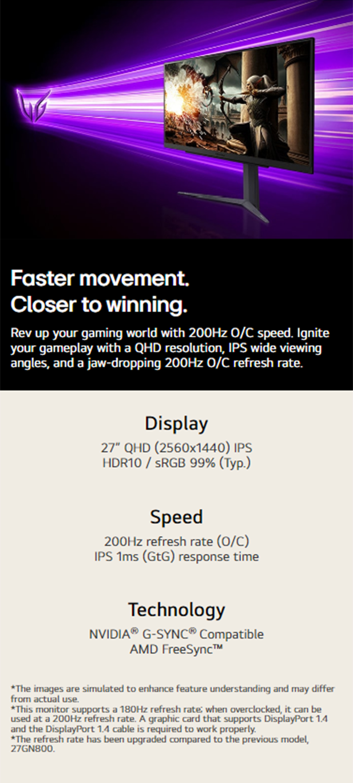 LG 27GS75Q 27" UltraGear™ QHD IPS Monitor | HDR10 / sRGB 99% (Typ.) | NVIDIA® G-SYNC® Compatible, AMD FreeSync™ · v7