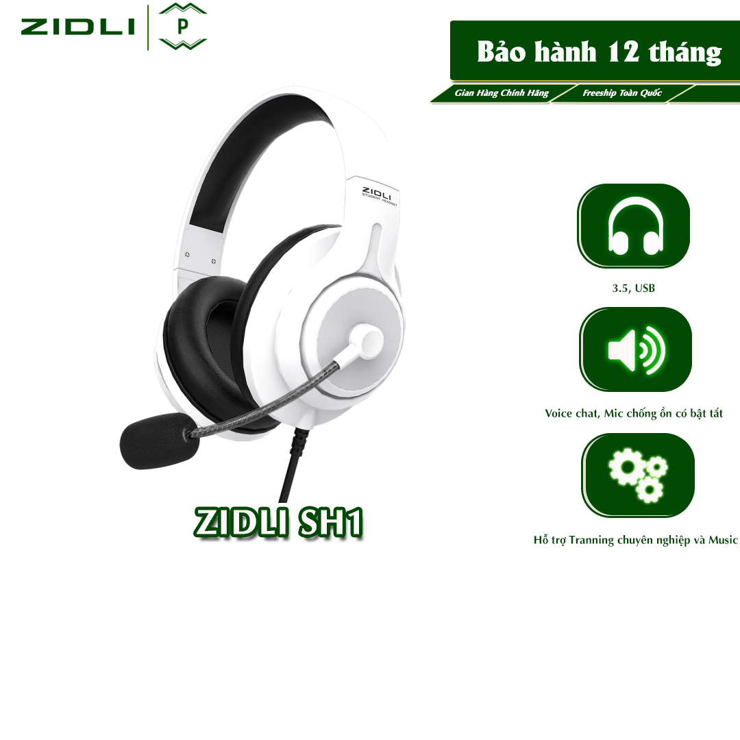 Tai Nghe Gaming Zidli Study SH1 (3.5, USB) - Full Box White - Hàng Chính Hãng, Bảo Hành 12 Tháng