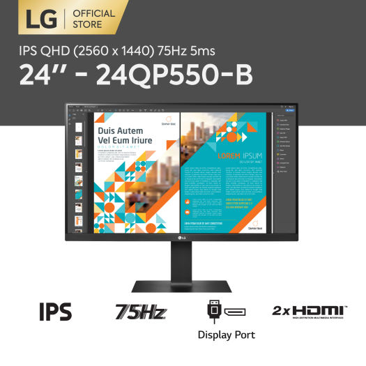 Màn hình lcd lg 24" 24qp550-b freesync™ ips amd hdr10 srgb 99% chân đế linh hoạt