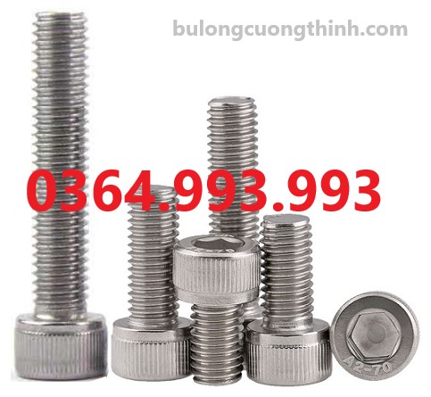 Gói 20 cái Bulong lục giác chìm M6x20, M6x30, M6x40, M6x50, M6x60. Chất liệu: INOX 201