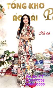 Áo Dài Truyền Thống Lụa Nhật In Hoa 3D Siêu Đẹp