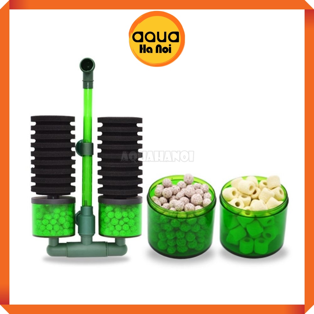 Lọc sủi vi sinh bio đôi qanvee qs-100a/200a - có khoang chứa thêm vật liệu lọc