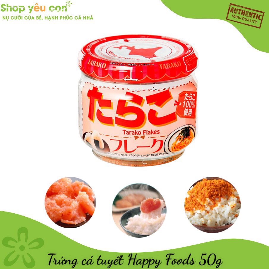 Trứng cá tuyết Happy Foods lọ thuỷ tinh 50gr - nội địa Nhật Bản
