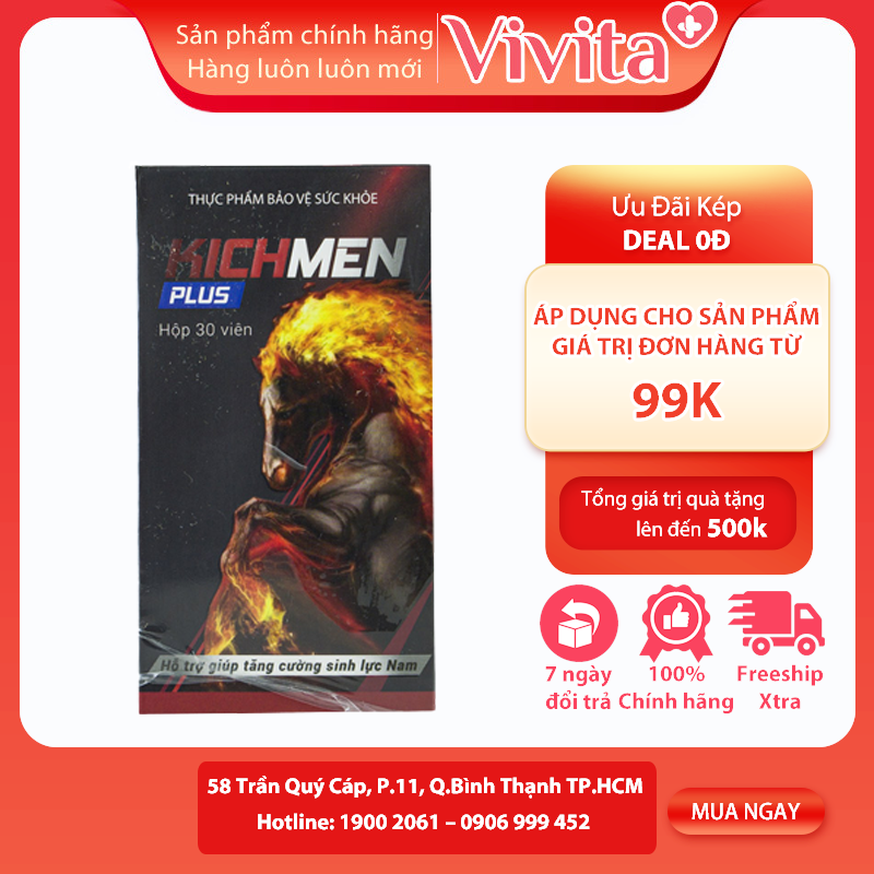 Viên uống kichmen plus || hỗ trợ tăng cường sức khỏe phái nam | hộp 30 viên