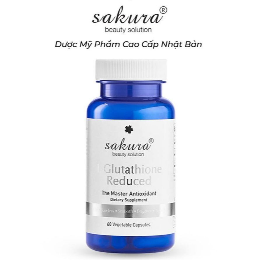 Viên dưỡng trắng da chống lão hoá, thải độc tố cơ thể, sản sinh collagen, giảm sạm nám chính hãng sakura 60 viên - sakura l glutathione reduced
