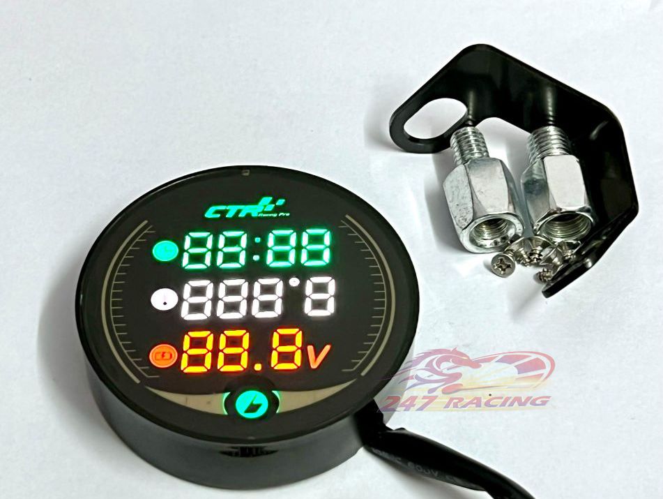 Đồng hồ Điện Tử M-Star CTRracing đo Vol, Nhiệt Độ, Thời Gian gắn mọi loại xe máy