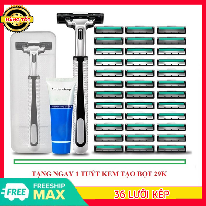 [GIÁ SỈ - GIẢM THÊM 8%] Dao cạo râu đa năng Dao cạo râu kèm 36 lưỡi kép dự phòng tặng 1 tuýt kem tạo bọt