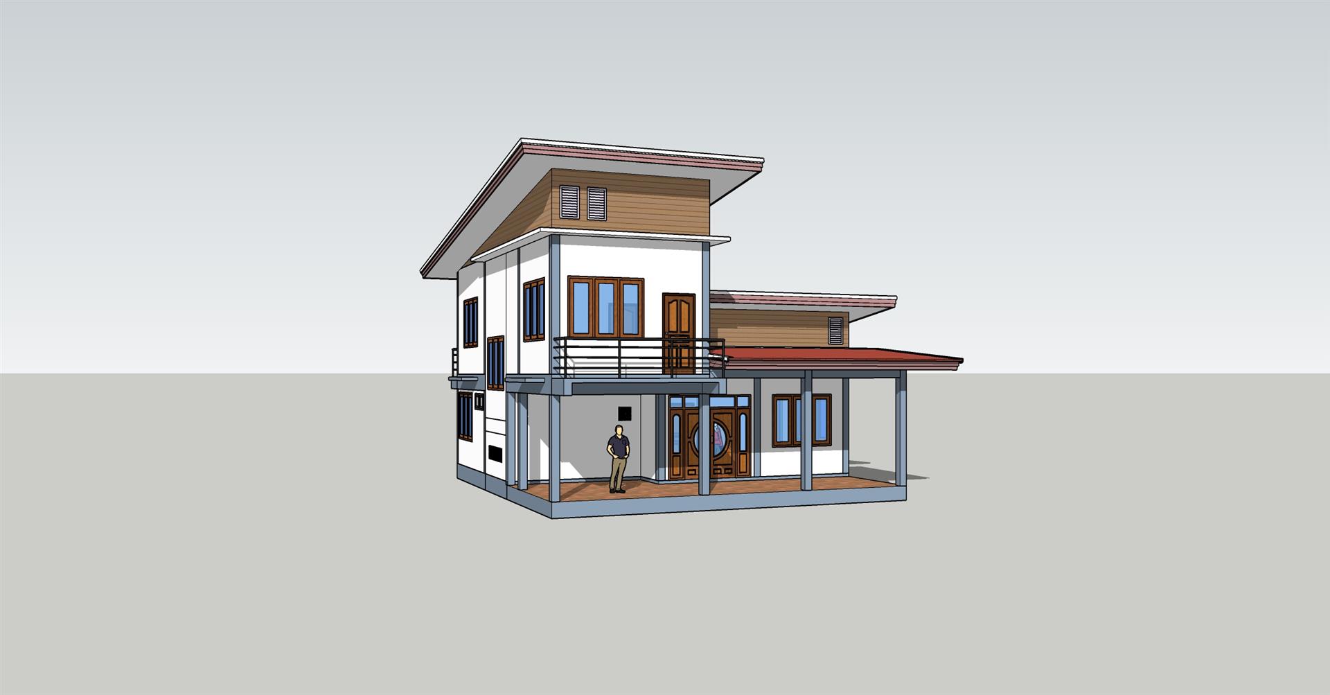 แบบบ้านชั้นครึ่งหลังคาแหงน3ห้องนอน 2ห้องน้ำเรียบง่ายกะทัดรัด BluePrint-0204 แบบบ้านสำหรับขออนุญาตปลูกสร้างและยื่นกู้ธนาคารด้วย BOQ ราคา  15,000 บาท*ส่งฟรี