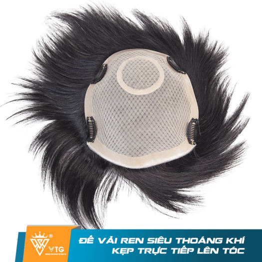 Tóc giả nam mái hói màng đôi dạng kẹp VTG D16 làm từ sợi tóc thật 100% che hói hiệu quả - Vua Tóc Giả - Tóc Giả Nam