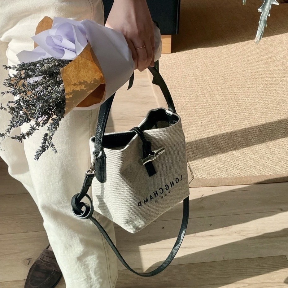 Longchamp, Bags, Longchamp Roseau Essential Toile Bucket Bag