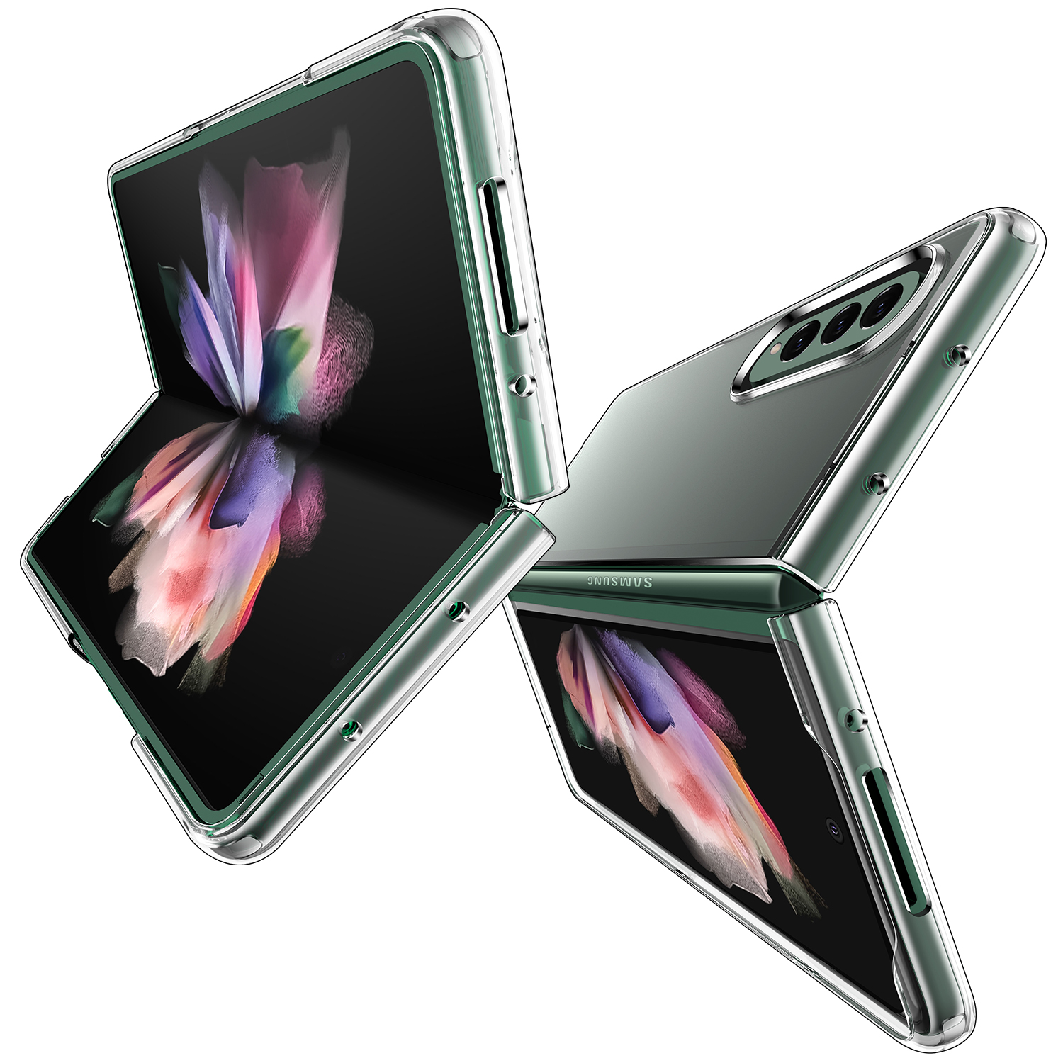 For Samsung Galaxy Z Fold 3 Clear Case Ultra Slim Z Fold3 Phone Bumper Cover Anti-Scratch Shockproof Protection Transparent Thin